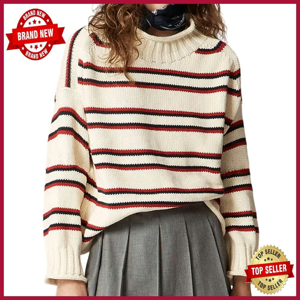 Oversized Chunky Knit Roll Neck Sweater Women's Cozy Pullover Fall Winter